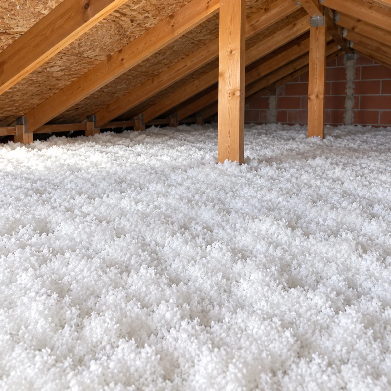 Aislamiento en una buhardilla con estructura de madera.